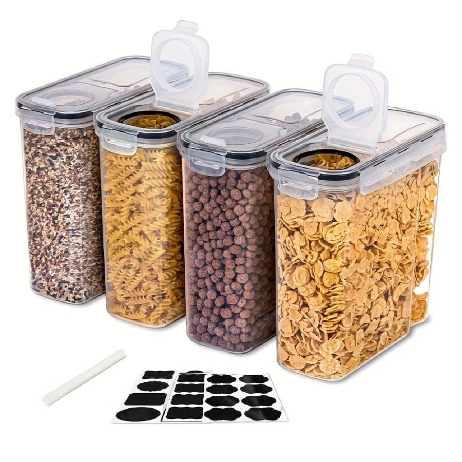 Dry Food Snacks - Juego de 4 recipientes herméticos para