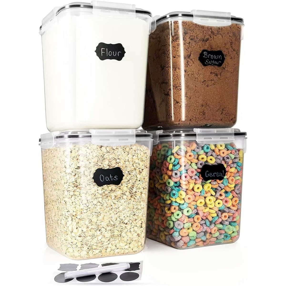 Food Snacks Label - Juego de 4 recipientes grandes para