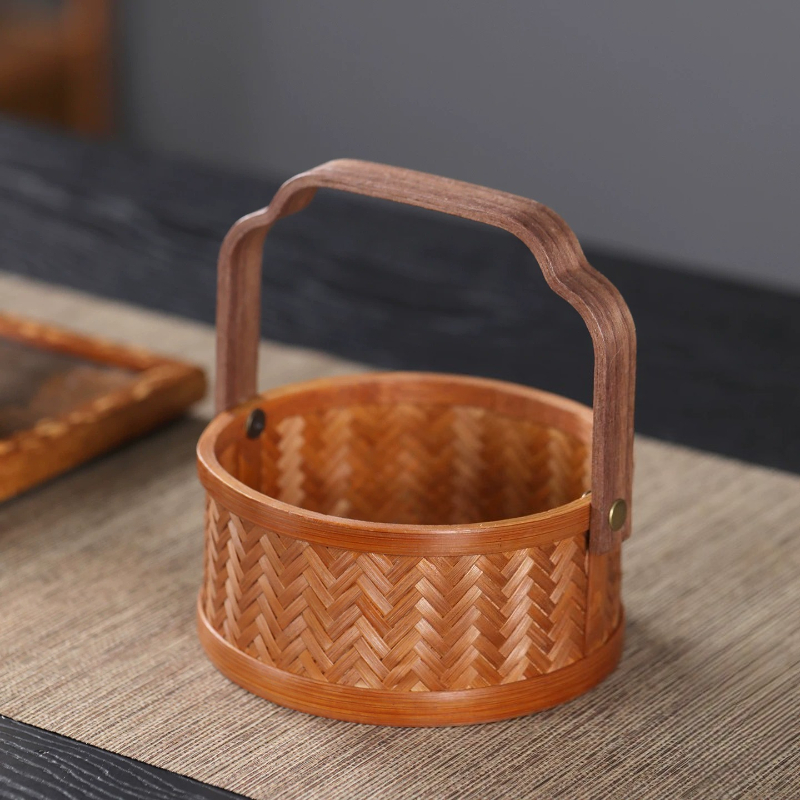Cesta de bambú lacada tejida a - Food Snacks With Fiber reseña y precio