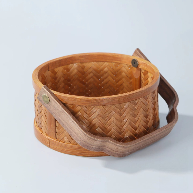Cesta de bambú lacada tejida a - Food Snacks With Fiber reseña y precio