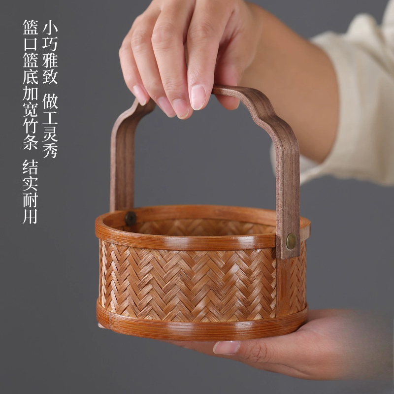 Cesta de bambú lacada tejida a - Food Snacks With Fiber reseña y precio