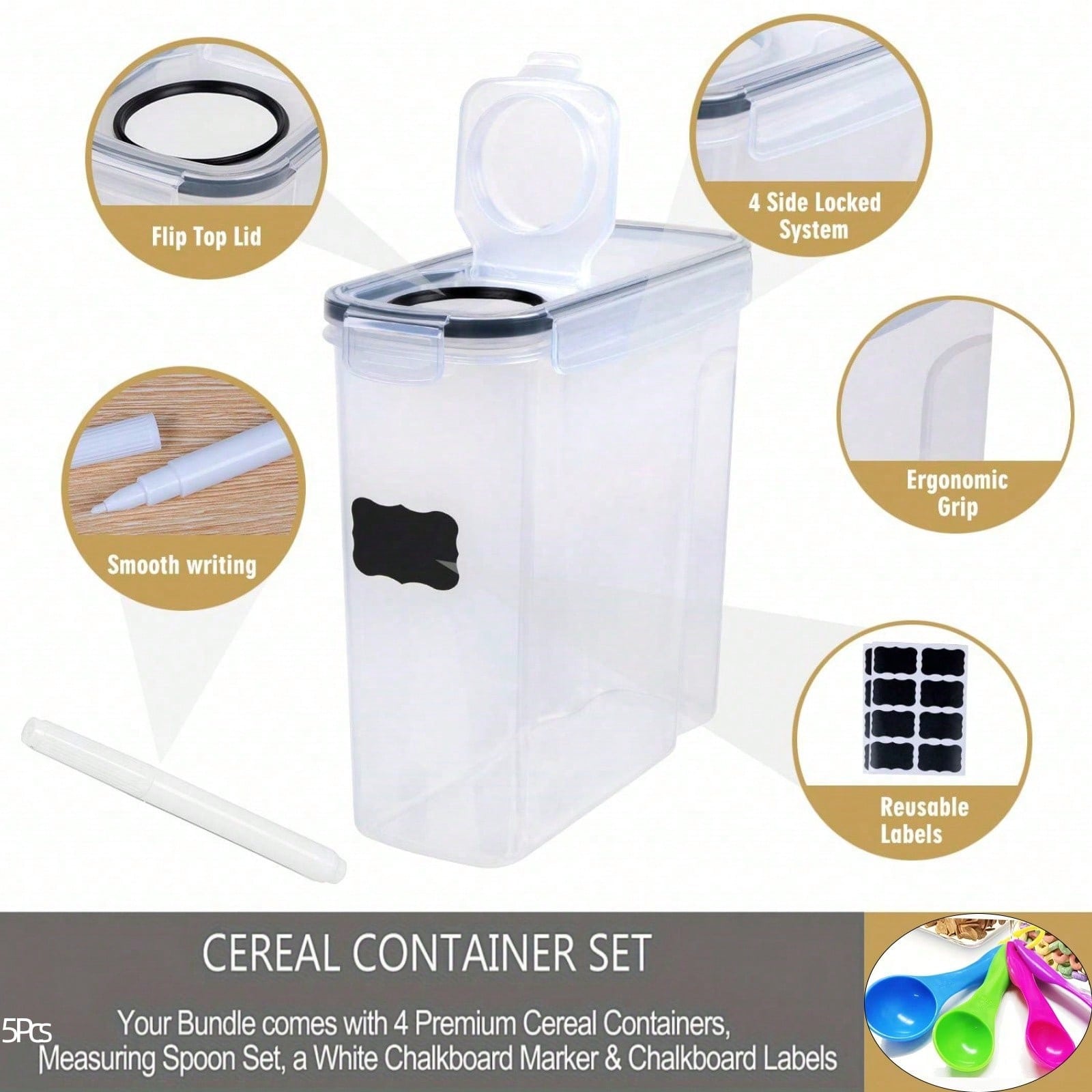 Juego de 4 recipientes herméti - Dry Food Snacks reseña y precio
