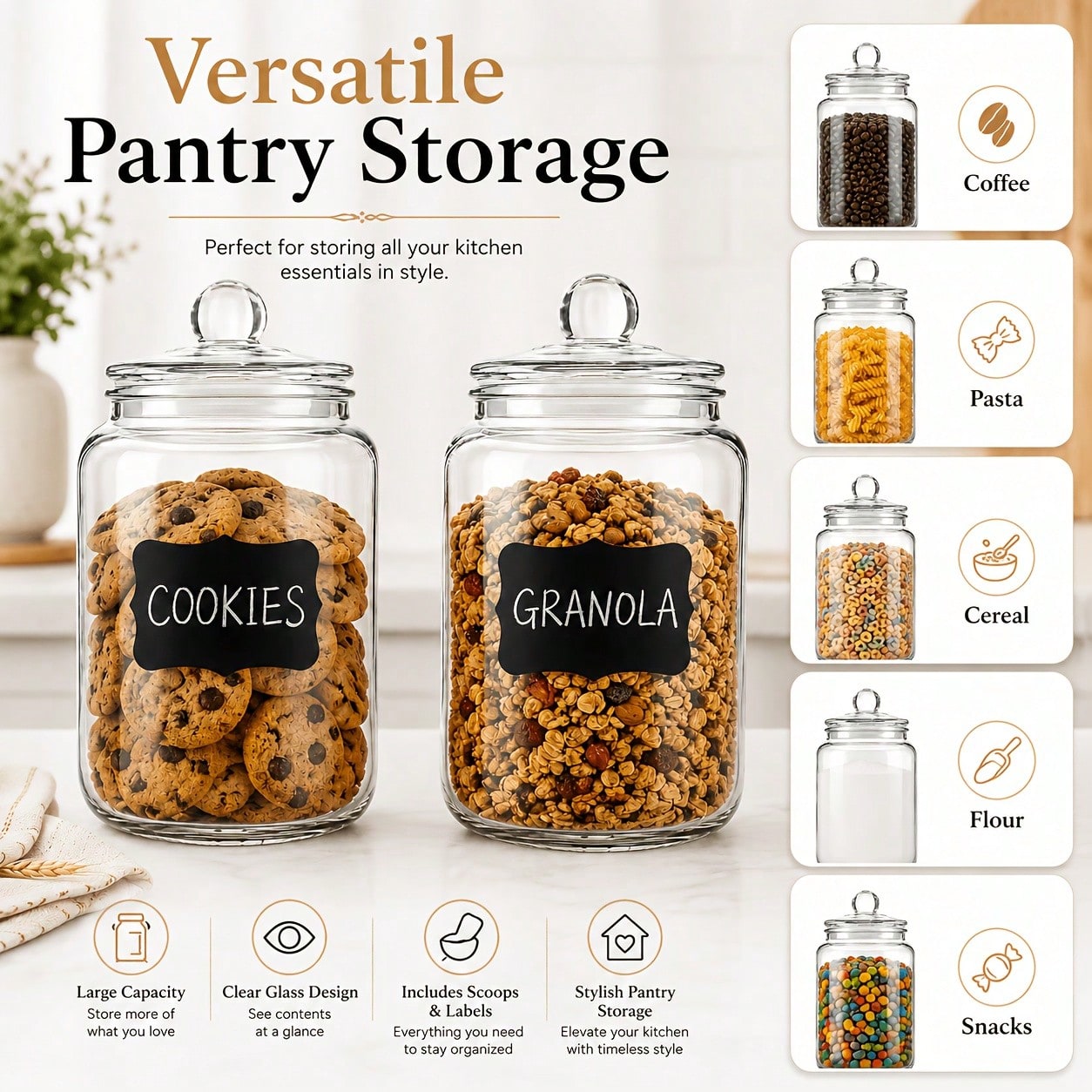 Juego de 2 recipientes de vidr - Food Snacks Label reseña y precio
