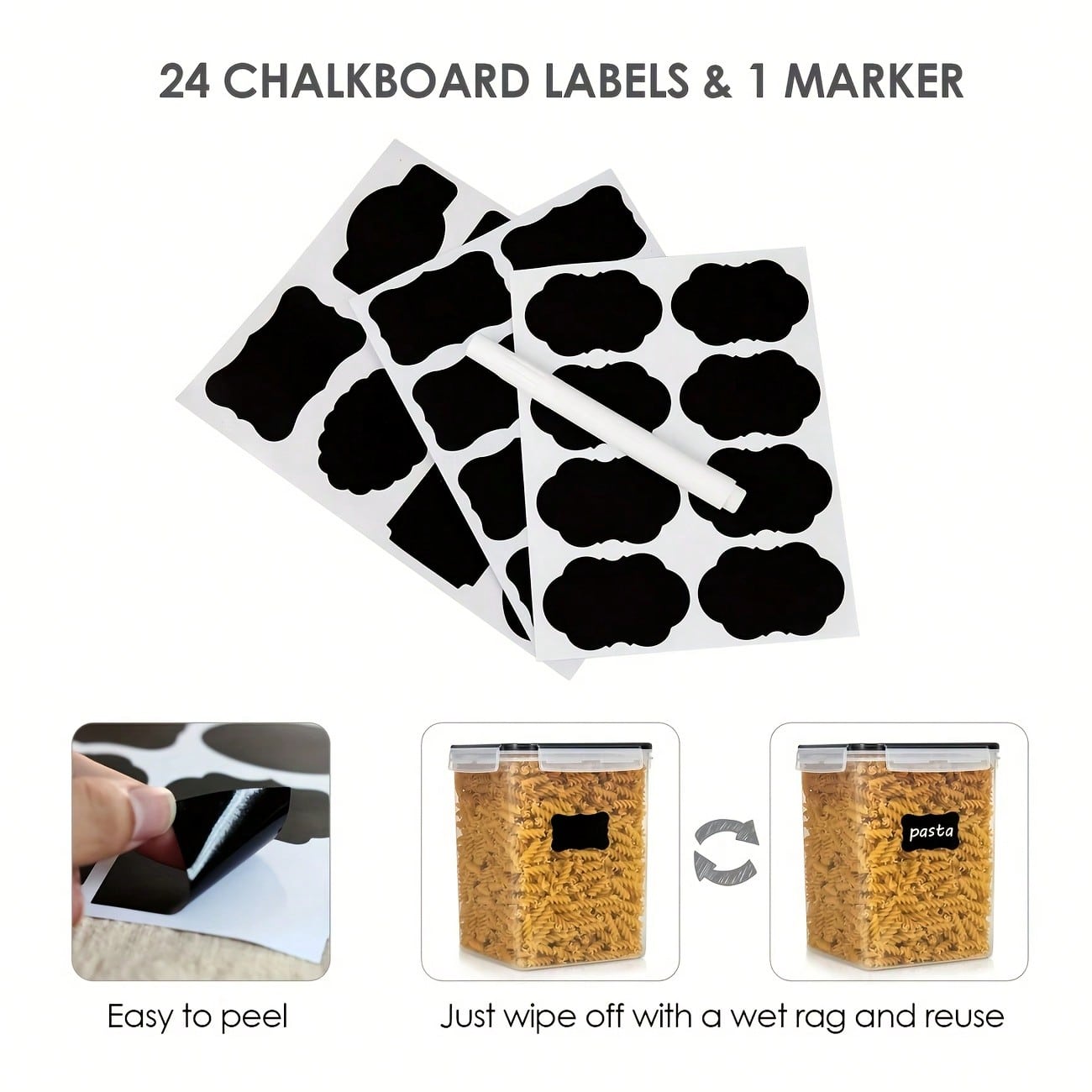 Juego de 4 recipientes grandes - Food Snacks Label reseña y precio